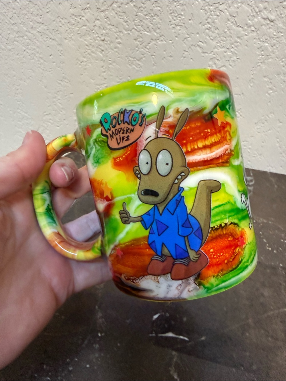 Rockos Modern Life Colorful Marble Swirl Coffee Mug Handmade